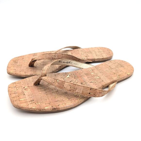 Korks Winnie Flip Flop Thong Sandals Women's Natural Cork Size US9M EU39.5 - Picture 1 of 11